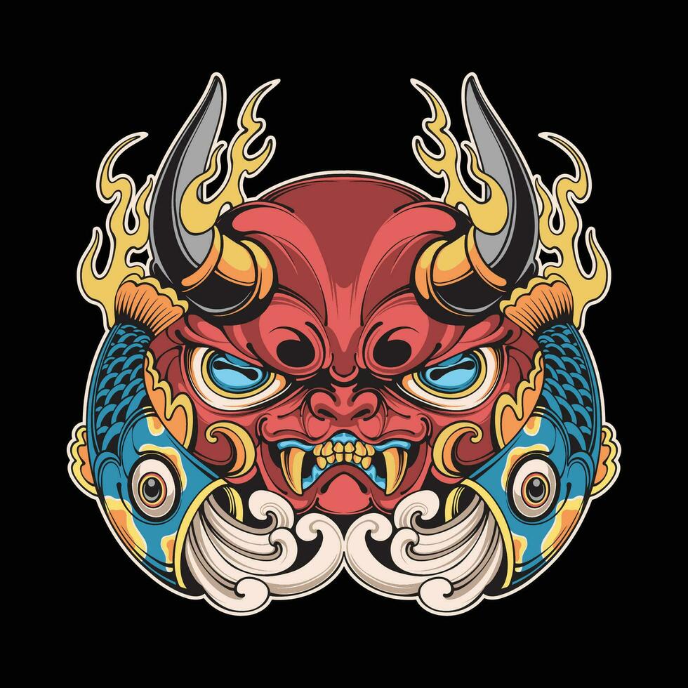 Japanese Oni mask vector art
