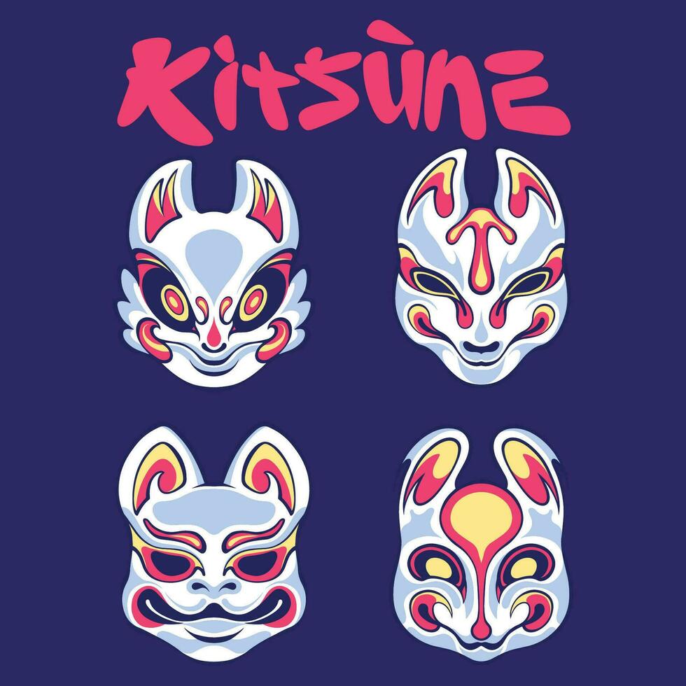 asset cute kitsune mask vector art