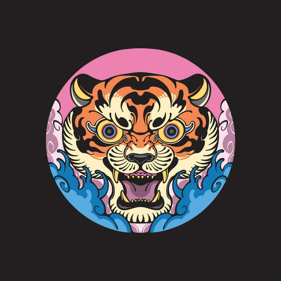 diseño Tigre japonés vector Arte