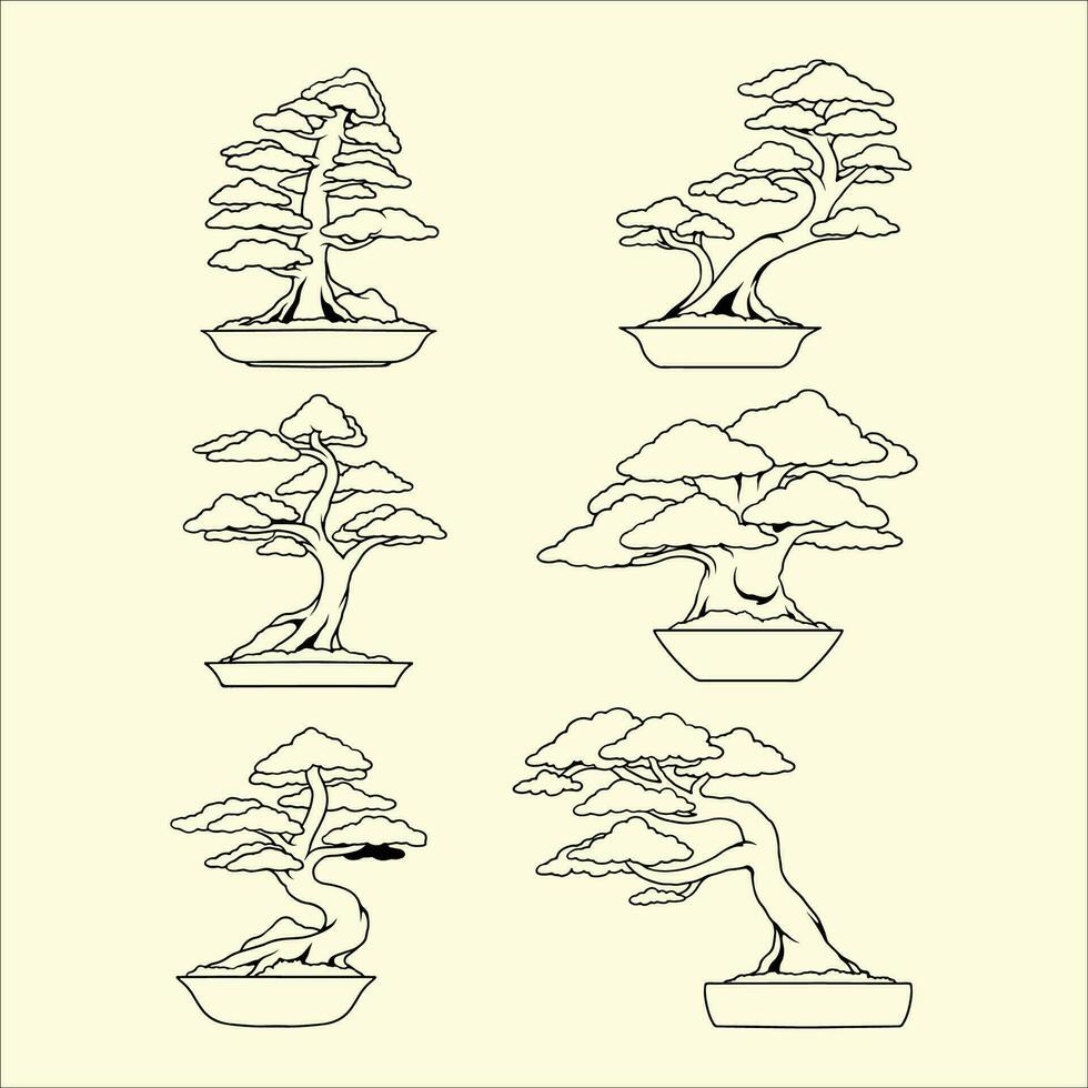 bonsai línea vector Arte