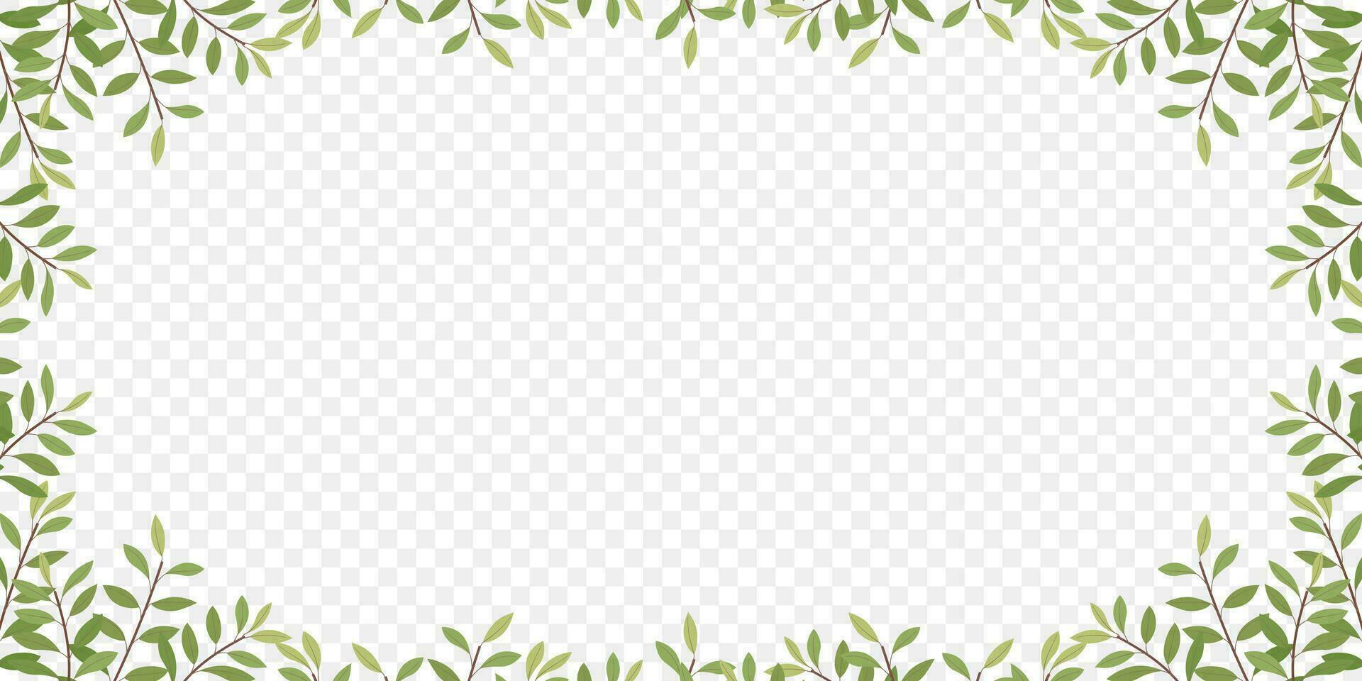 frame of green leaf isolated around empty space. vector invitation card