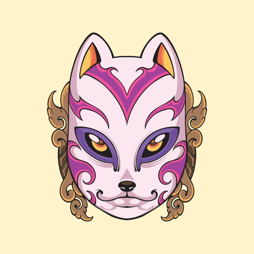 Japanese Kitsune mask vector art