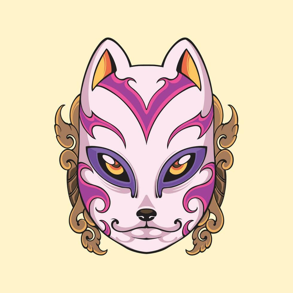 Japanese Kitsune mask vector art