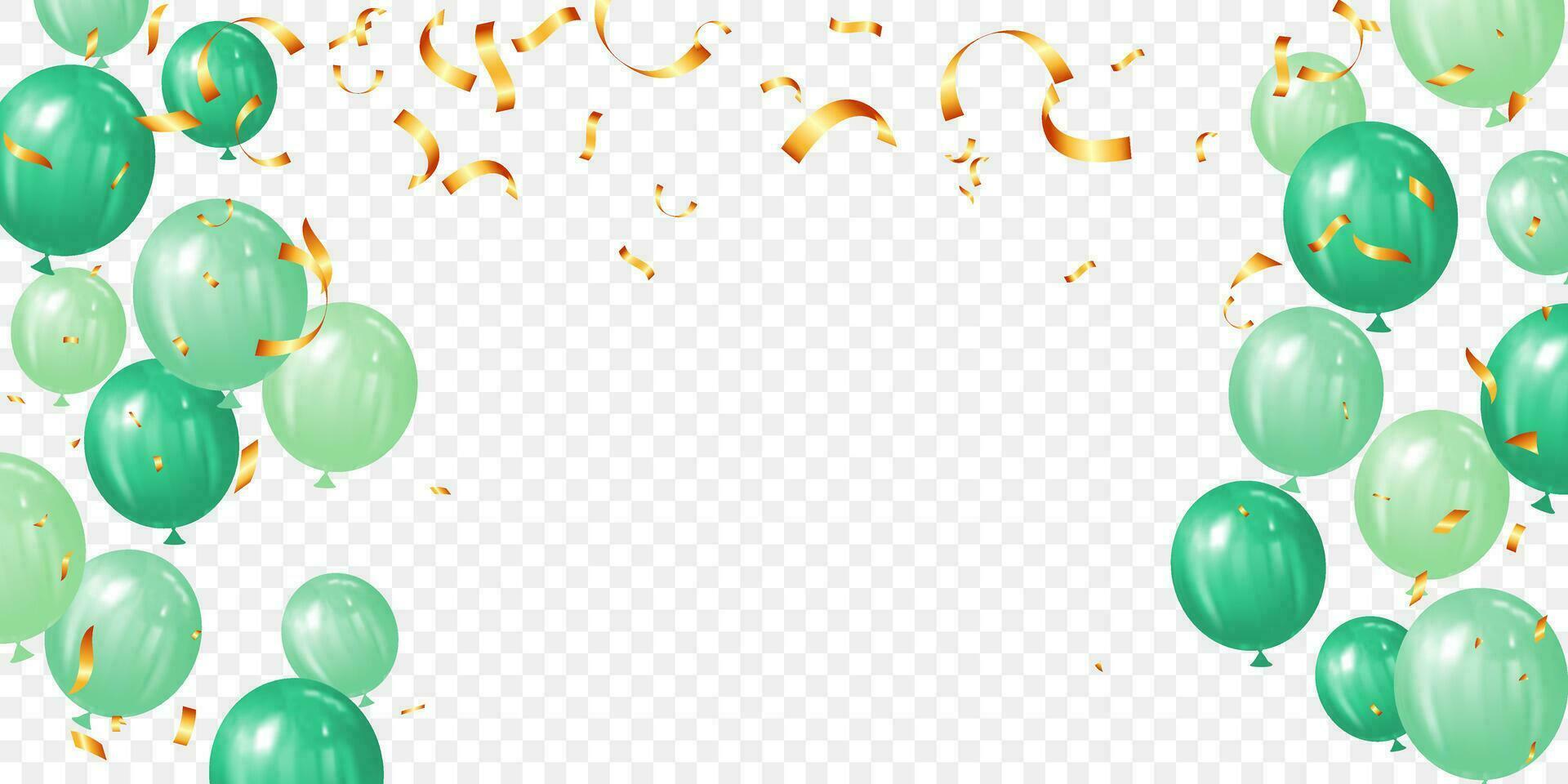 birthday party or holiday frame green balloons background with copy space for text vector