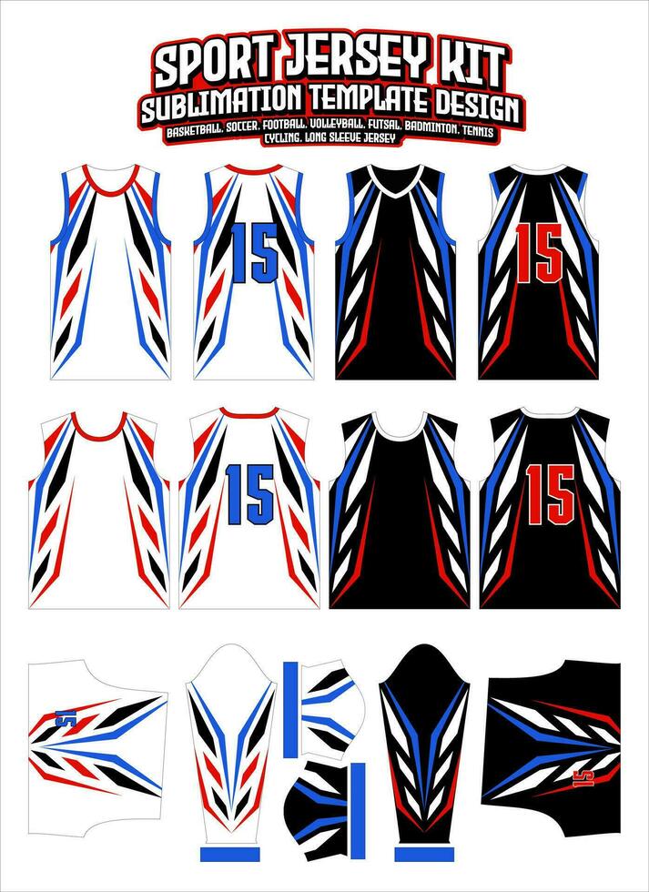 Blue Speed Sports Jersey Design Sportswear Layout Template vector