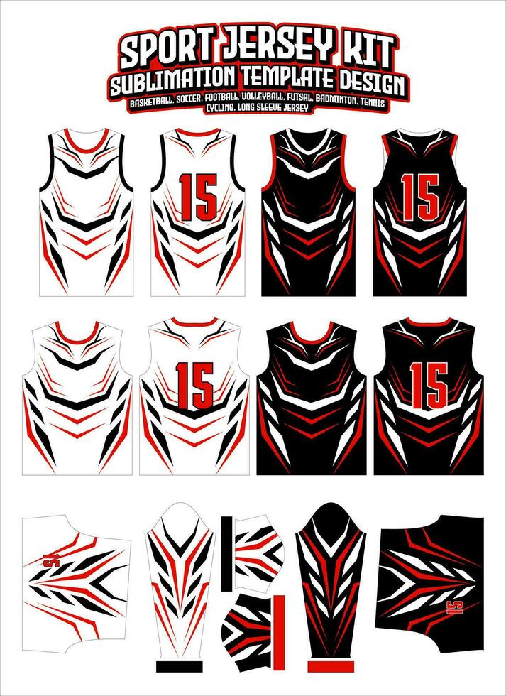 Red Black Jersey Design Sportswear Layout Template vector