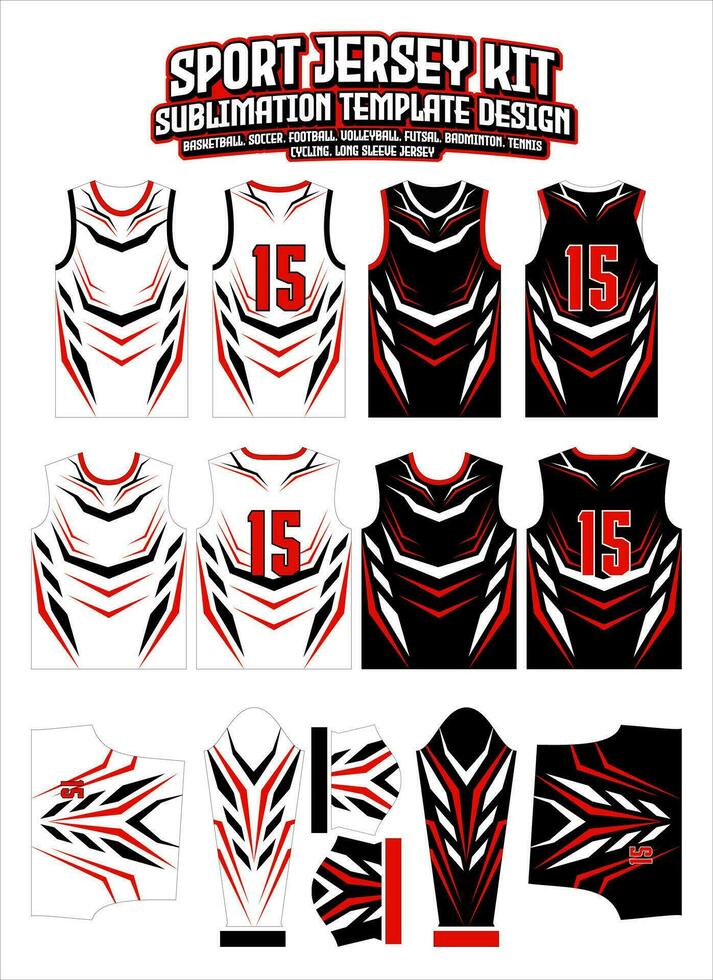 Red Black Jersey Design Sportswear Layout Template 29970479 Vector