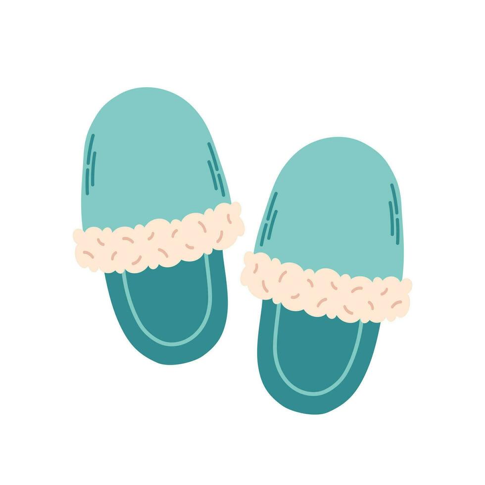 Cozy home slippers. Shoes for home. vector