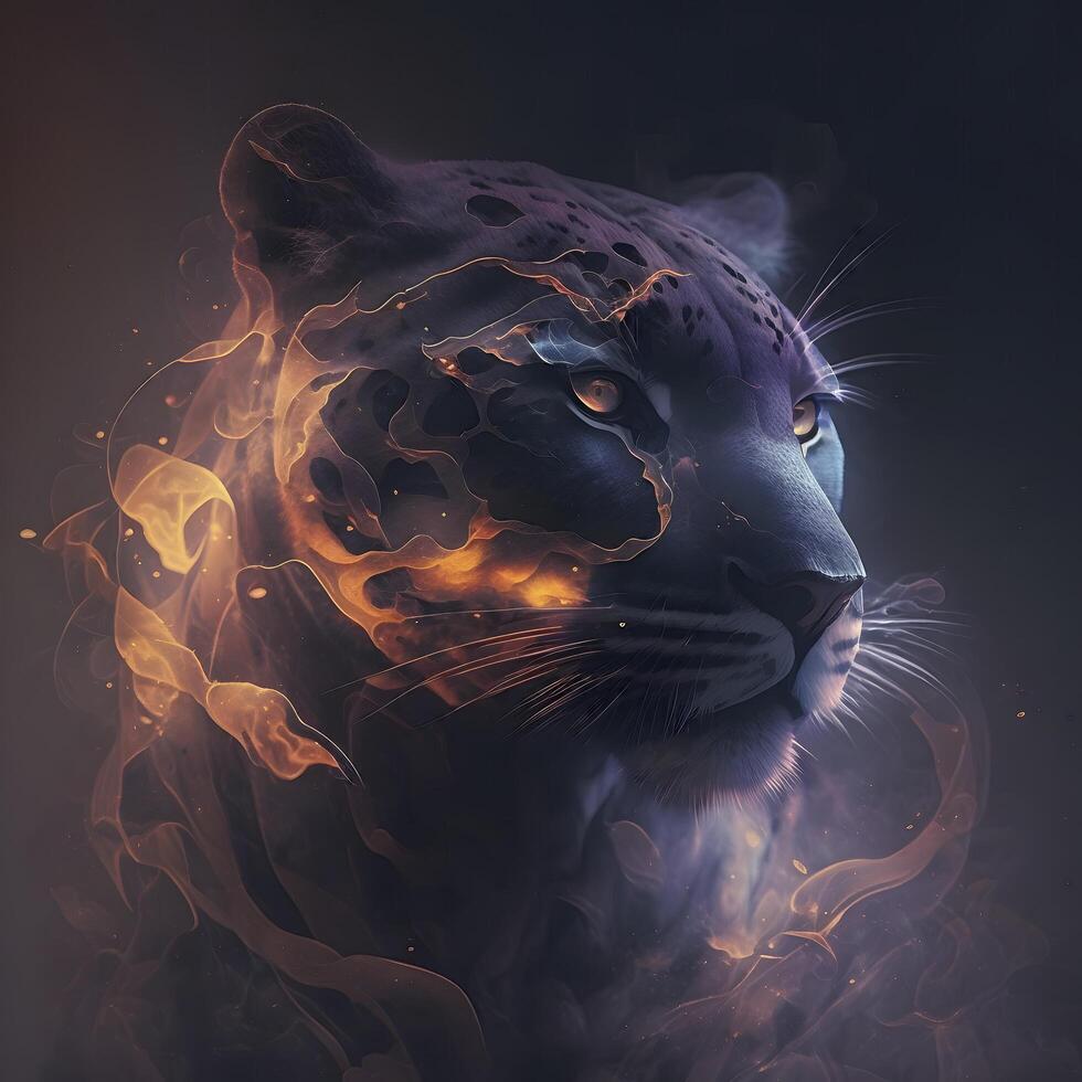 Majestic Panther Portrait with Balanced Patterns for Creative Projects photo