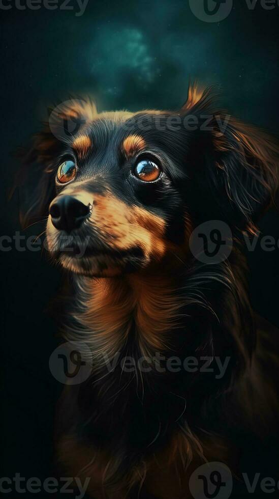 Furry Friend in Bokeh Style on Dark Background Generative AI photo