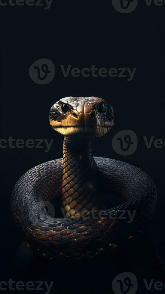 Minimalist Snake on Dark Background Generative AI photo