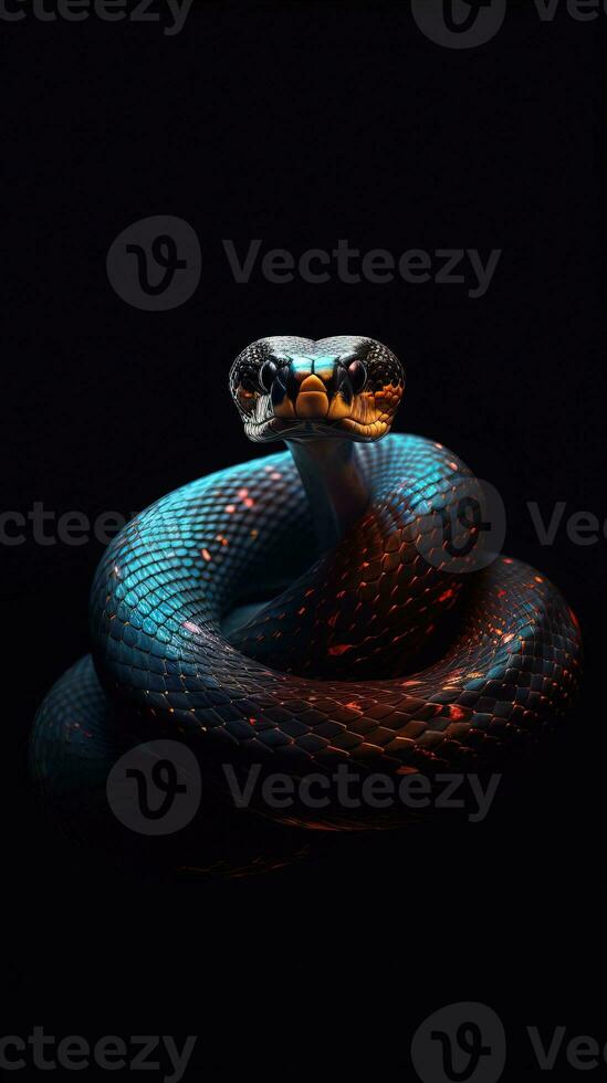 Minimalist Snake on Dark Background Generative AI photo