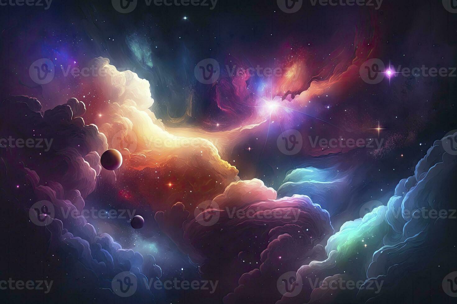 Colorful Cosmic Space Background with Stars photo
