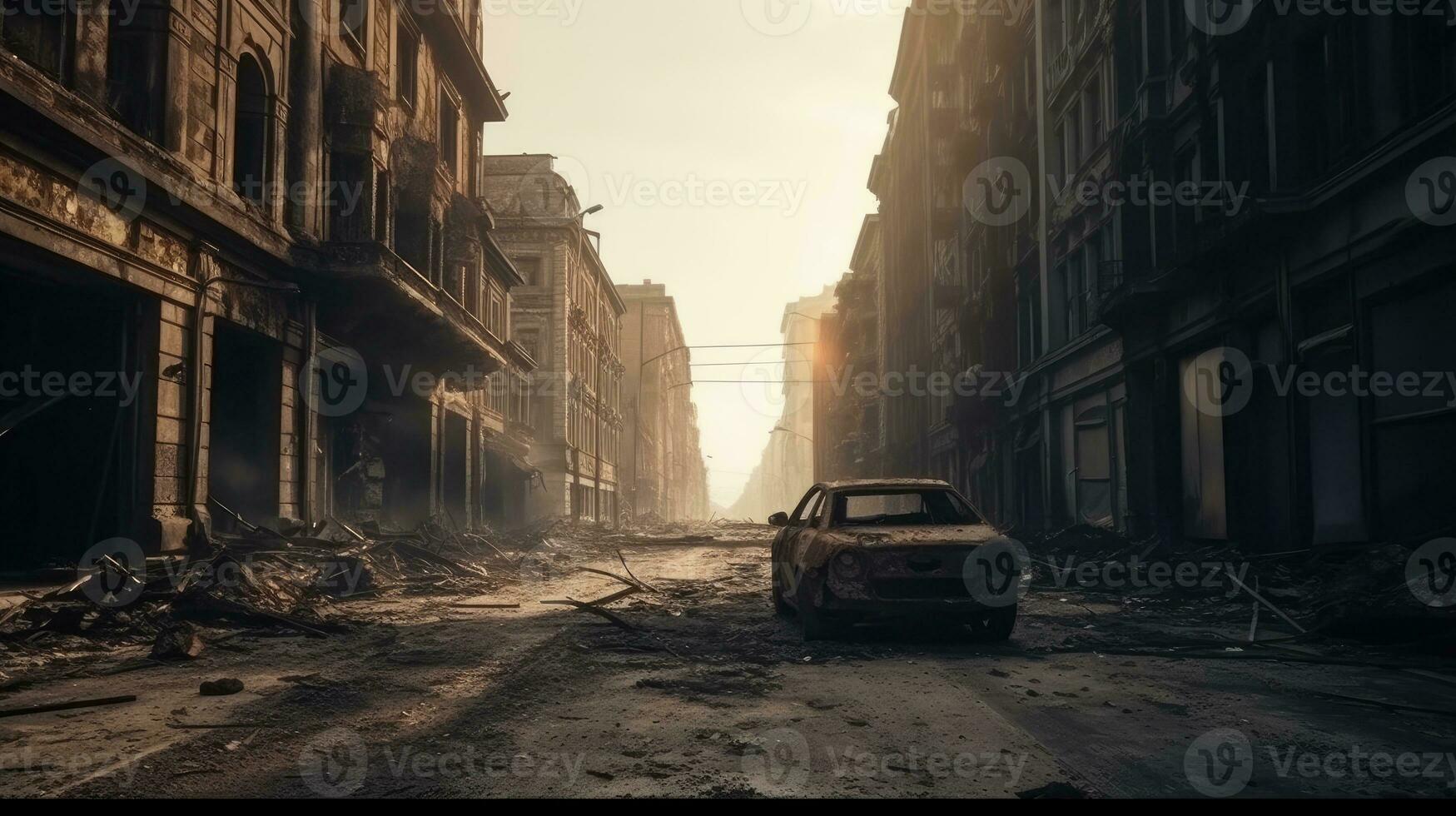 Desolate City Street After Catastrophic Event photo