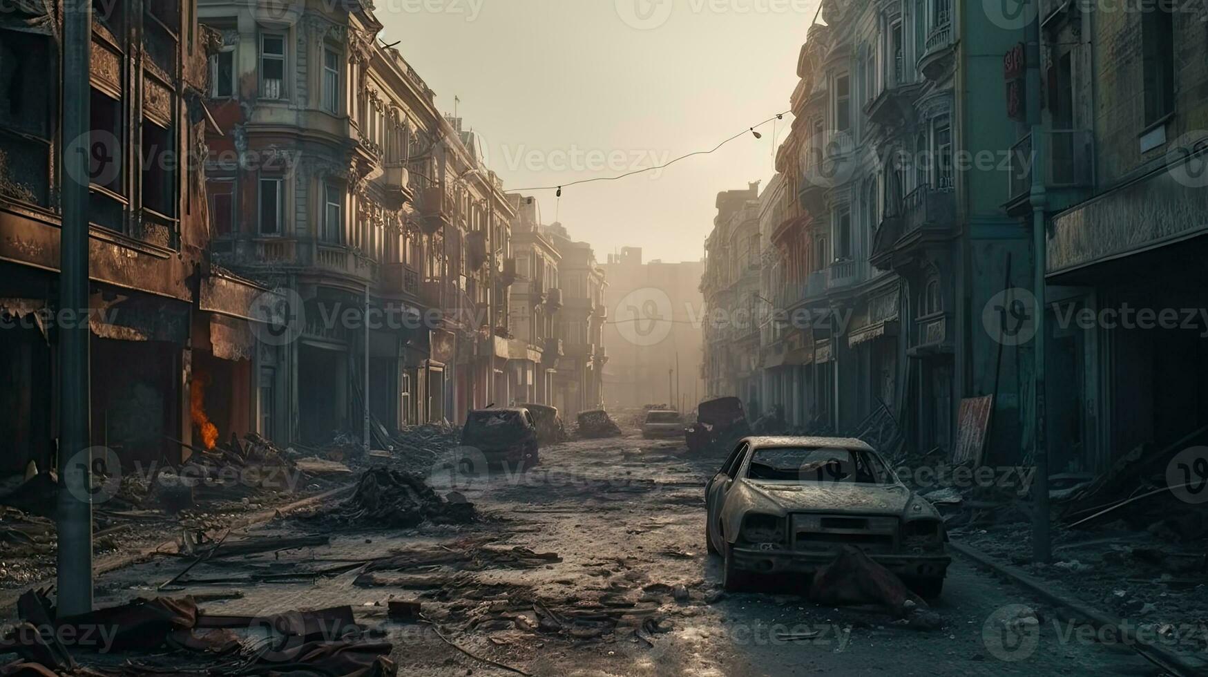 Desolate City Street After Catastrophic Event photo