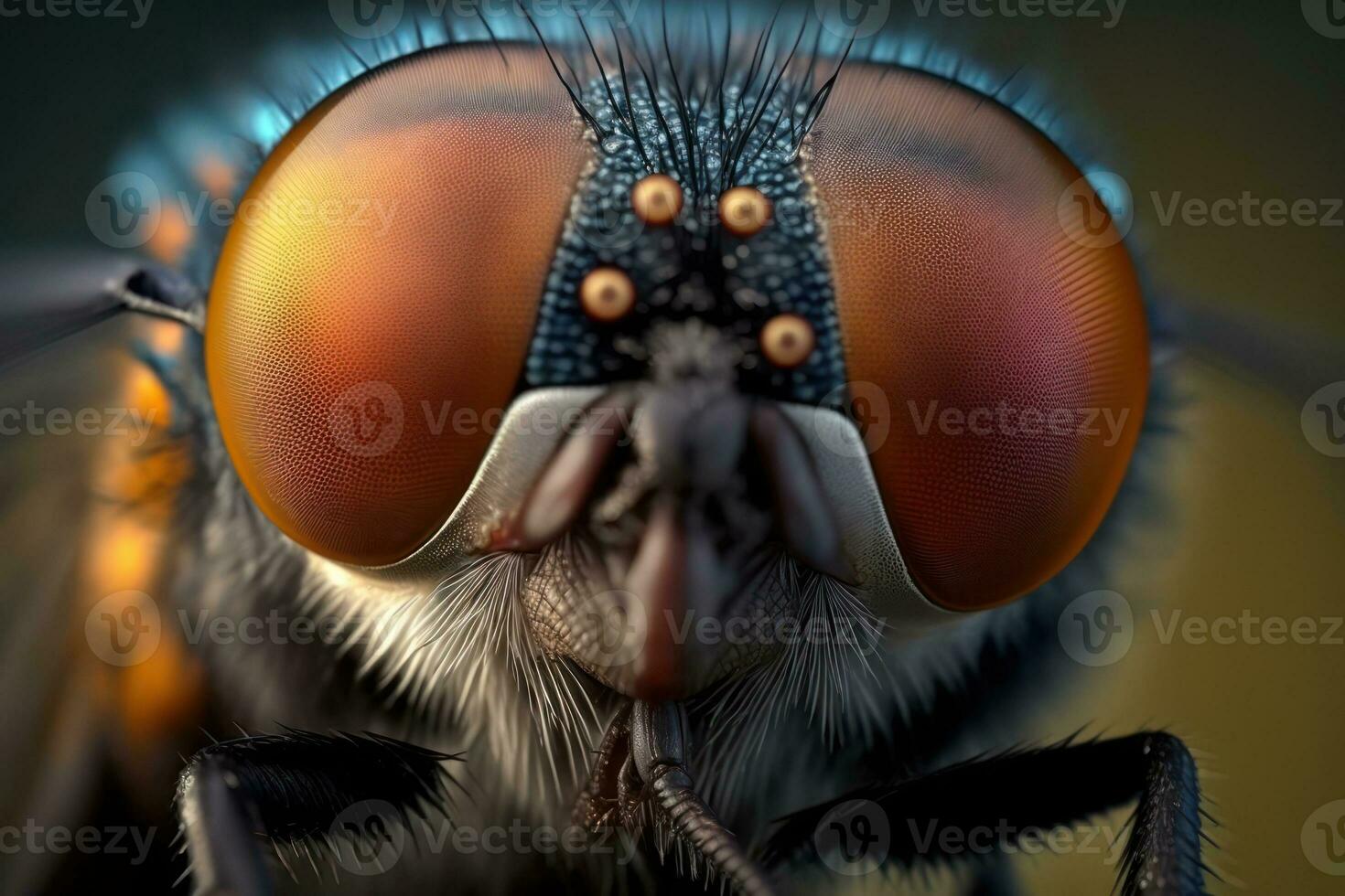 Macro Shot of a House Fly in Cinematic Lighting photo