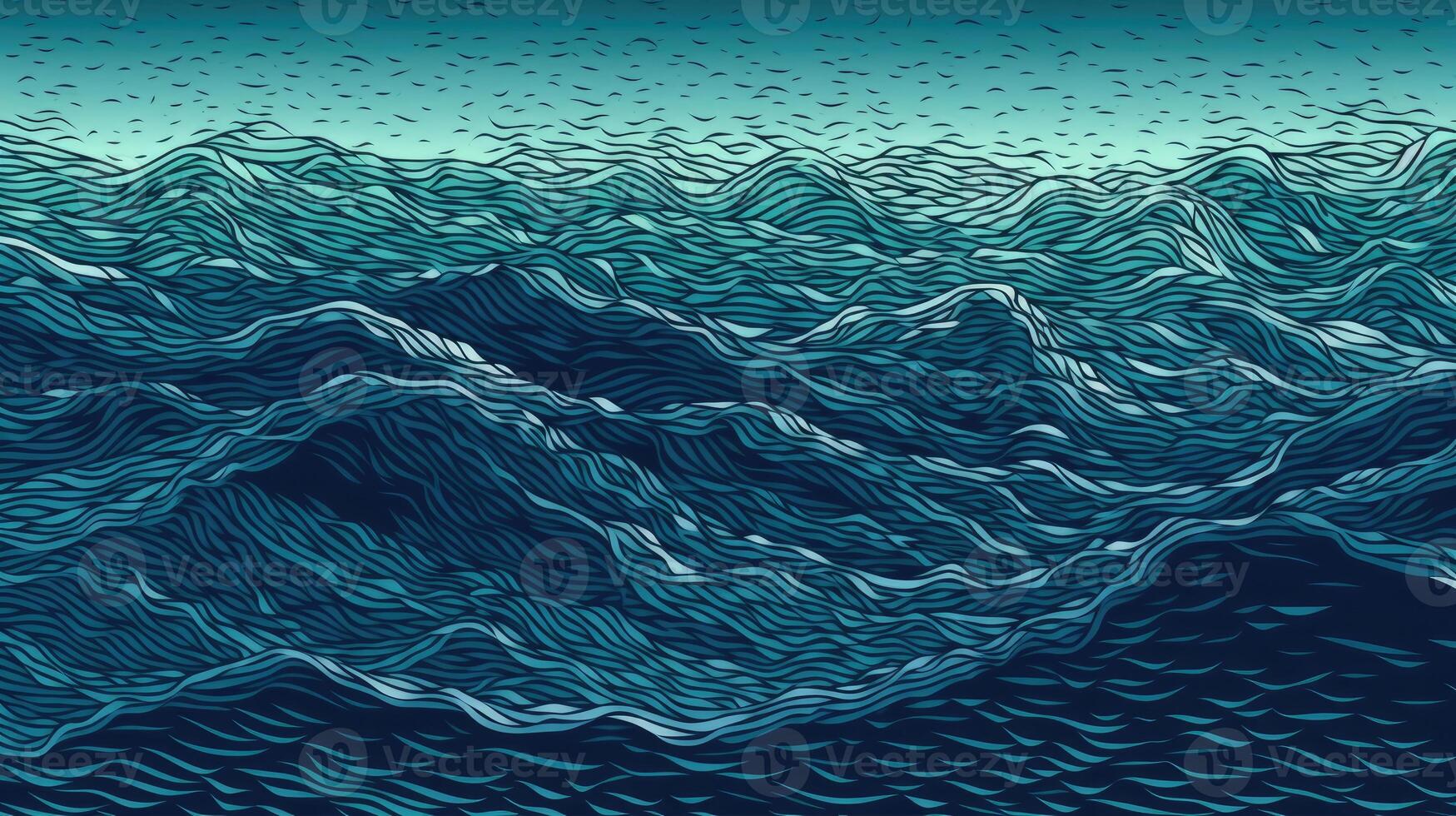 Ocean Waves in Halftone Gradient photo