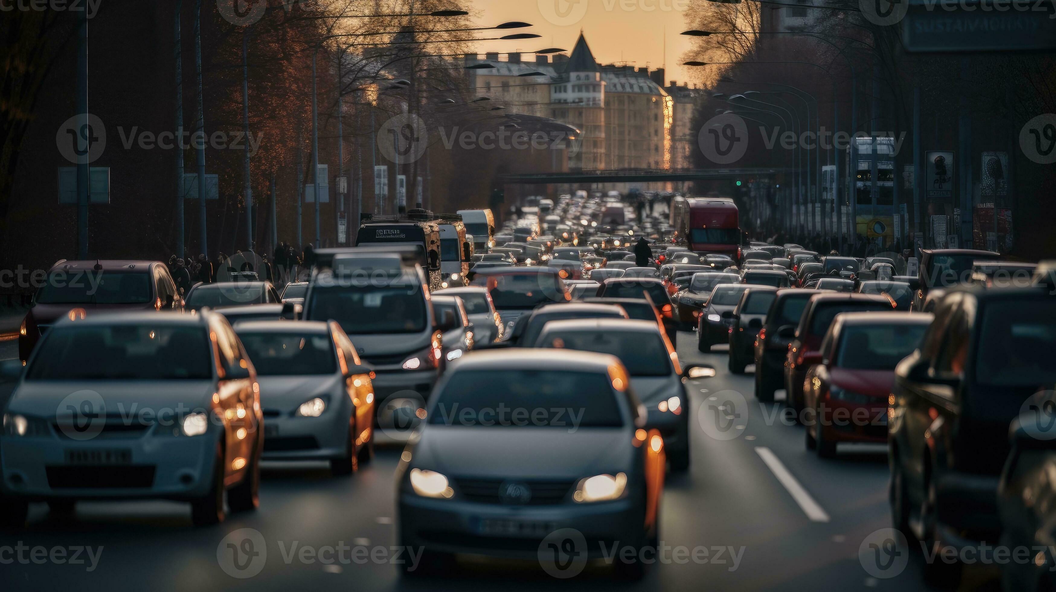 Frustrated Drivers Stuck in Traffic Jam on Standard Scale Road 29971932