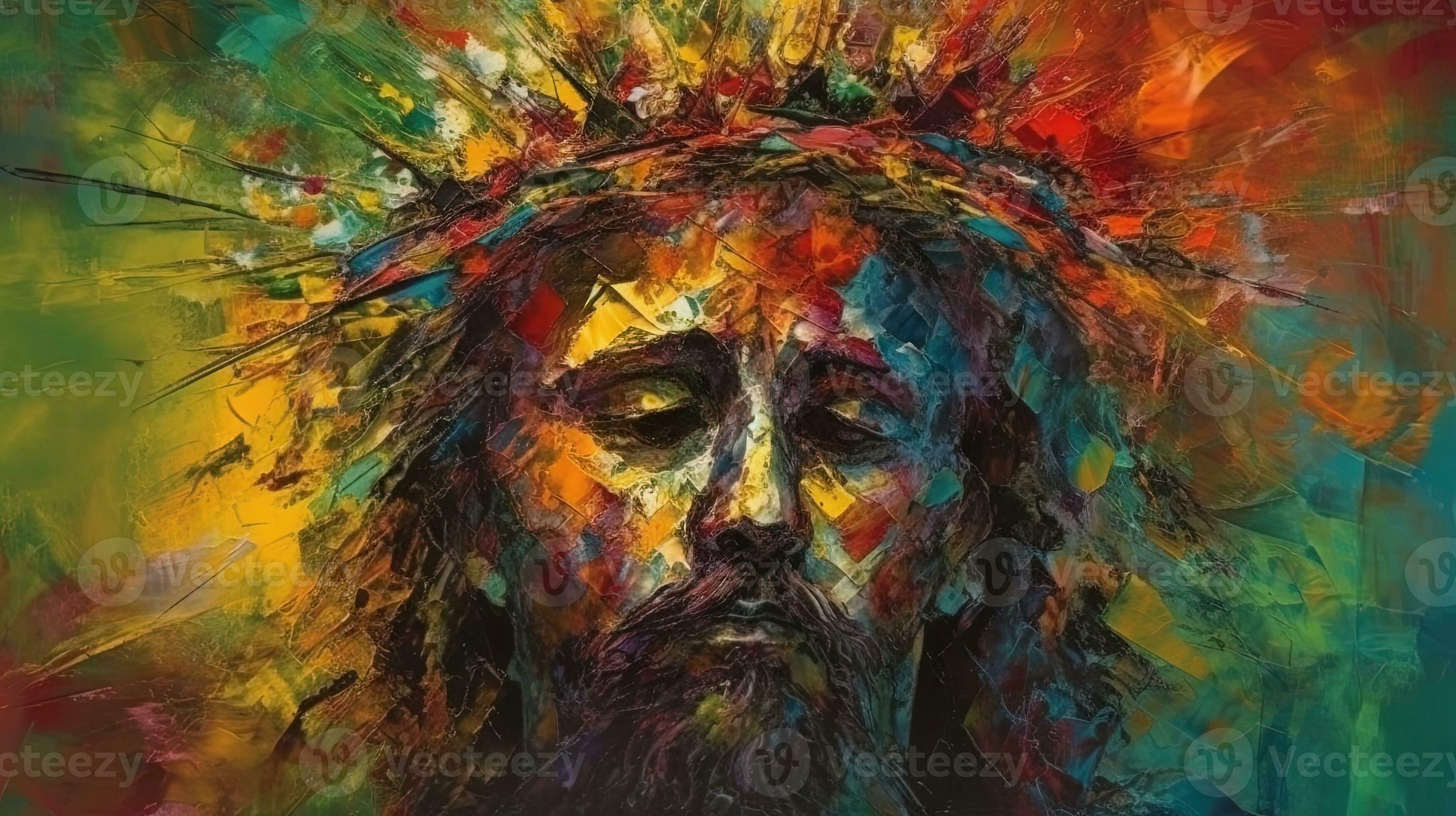 Colorful Abstract Painting of Crown of Thorns Easter Crucifixion or ...