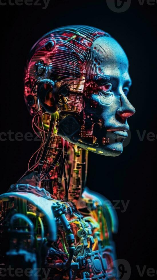 Vibrant Human Writing Paper with AI Assistance photo