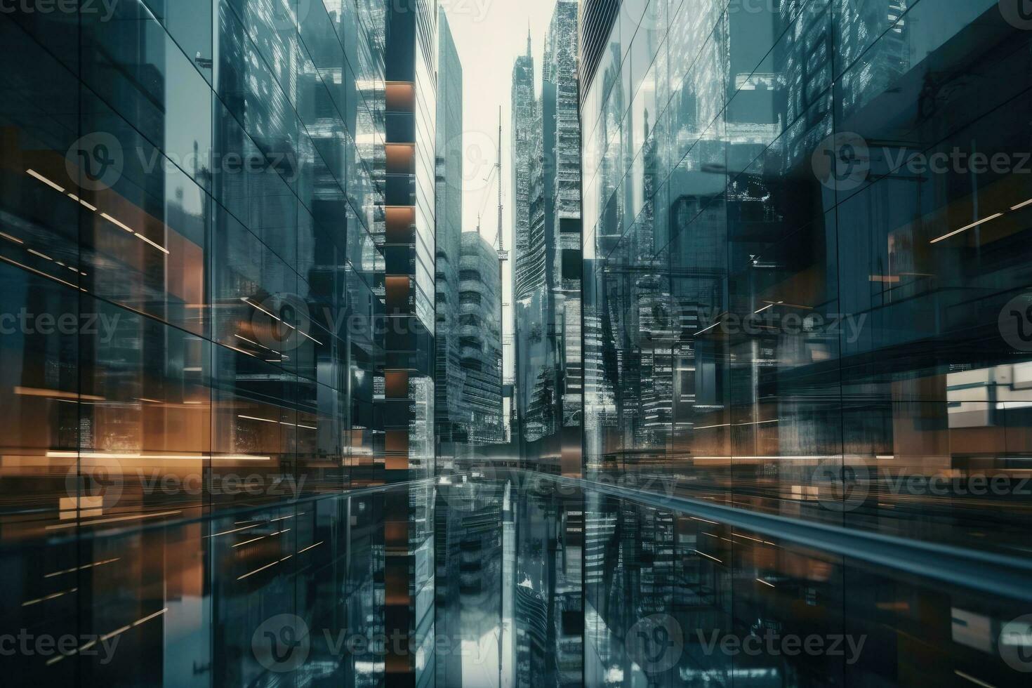 Futuristic Urban and Corporate Architecture for Real Estate Concepts with Bokeh Motion Blur photo