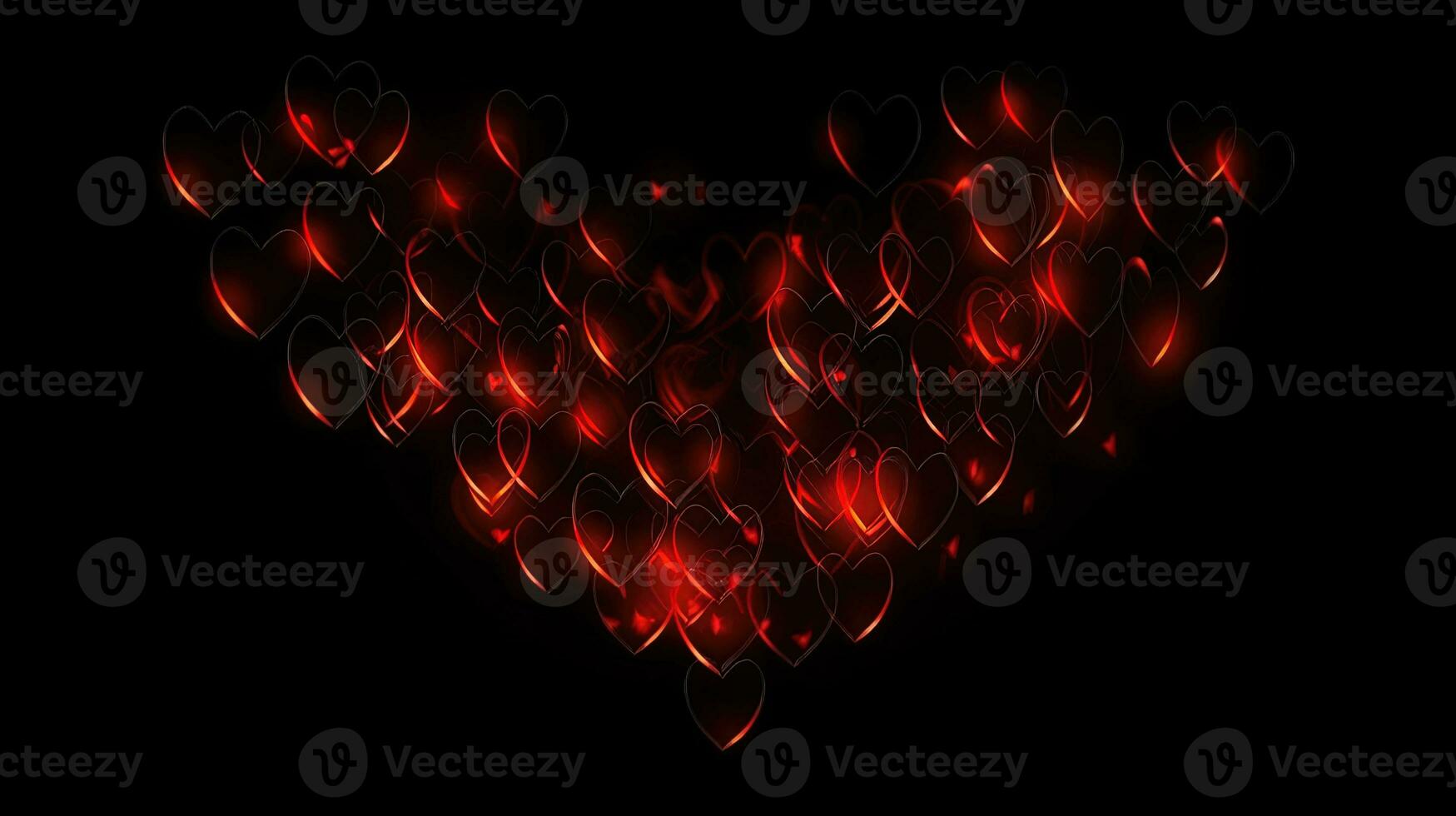 Romantic Valentines Day Heart on Black Background with Love Light and Fire Animation photo