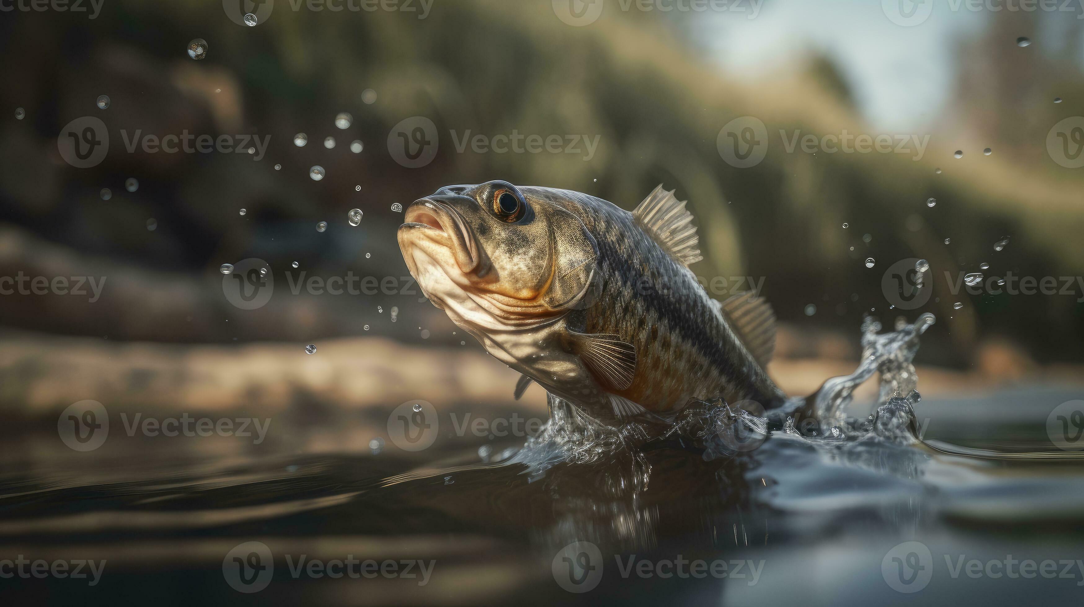 Jumping Bass Fish in Realistic Cinematic Composition 29973323