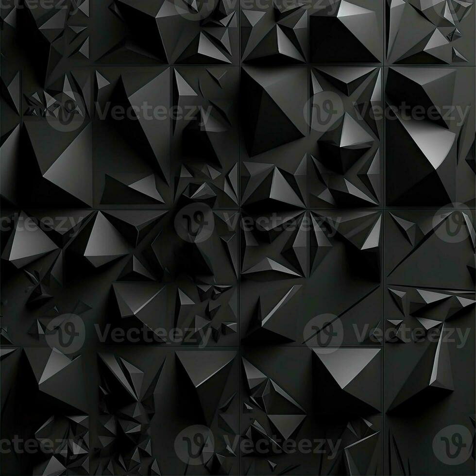 Futuristic Black Polygonal Surface with Triangular Pyramids photo