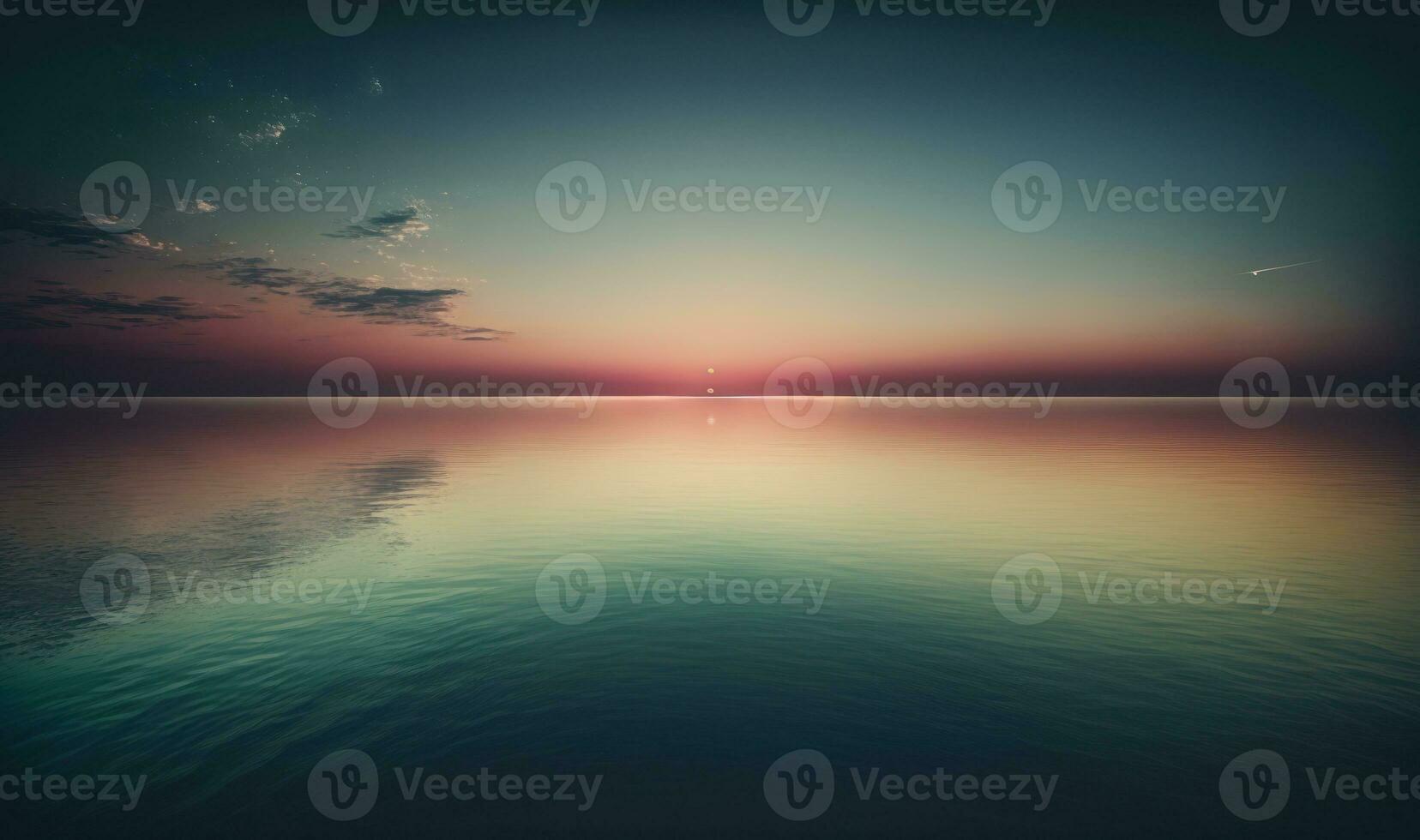 Ethereal Sunset Sky and Calm Sea as Dreamy Background photo