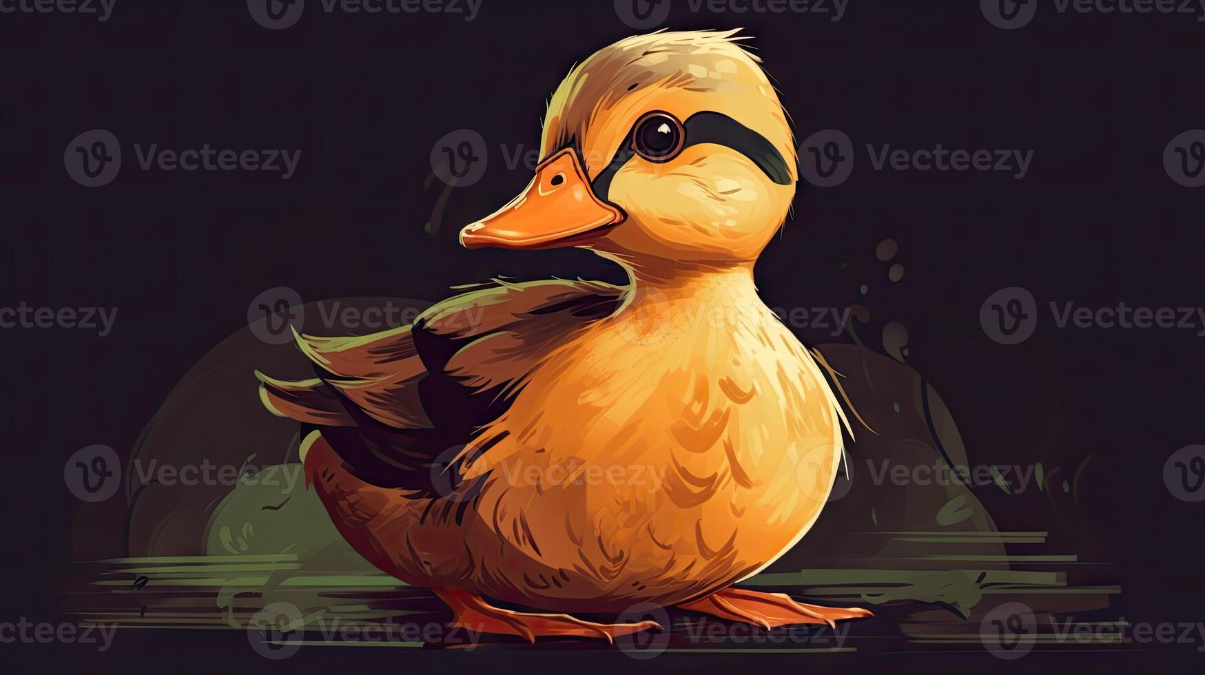 Quirky Cartoon Duck with a Playful Expression photo