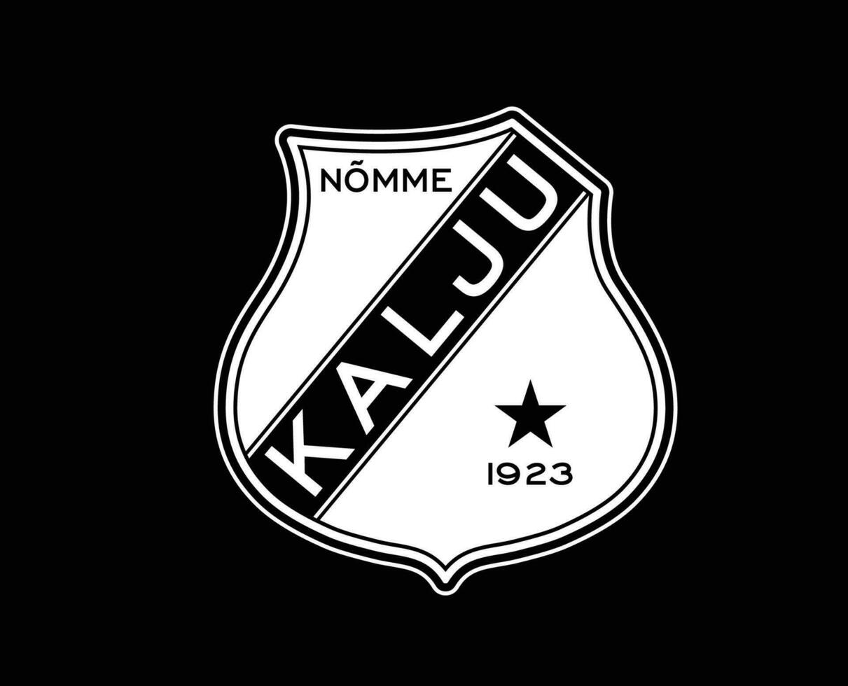 Kalju Nomme Club Logo Symbol White Estonia League Football Abstract Design Vector Illustration With Black Background