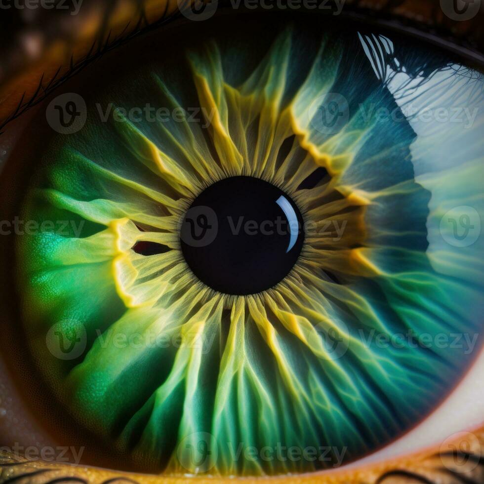 Mesmerizing CloseUp of Green and Hazel Eye Iris with Long Eyelashes