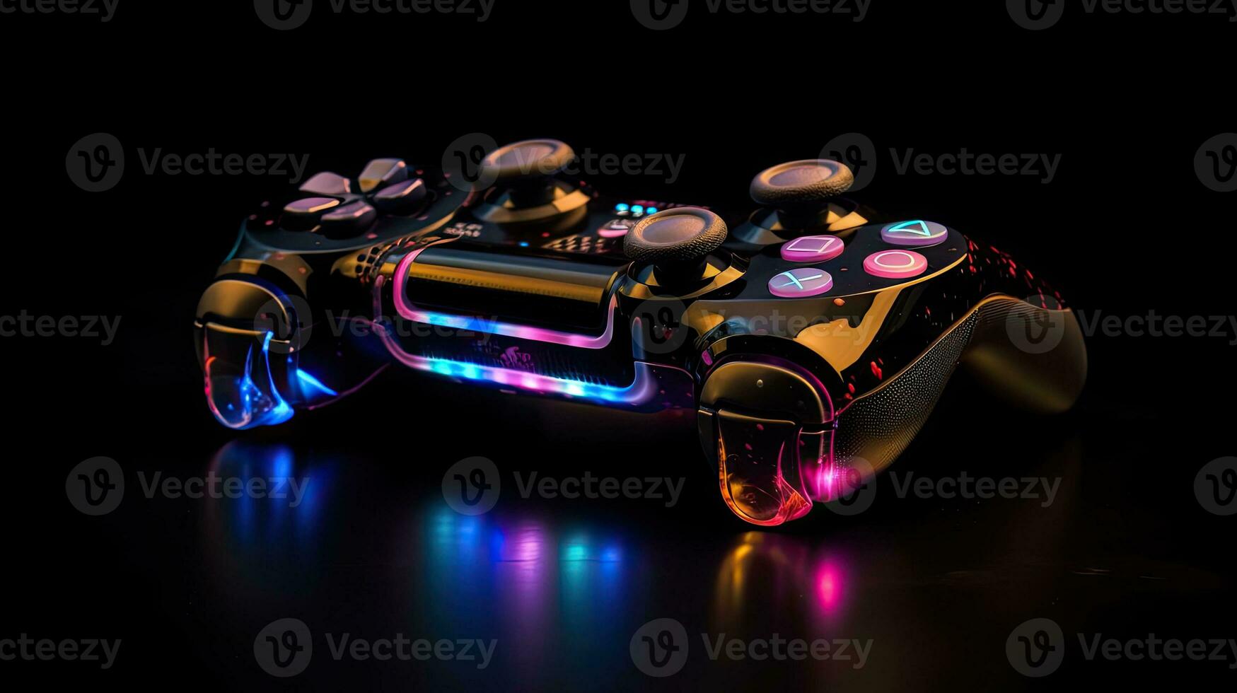 Vibrant Video Game Controller on Dark Background photo
