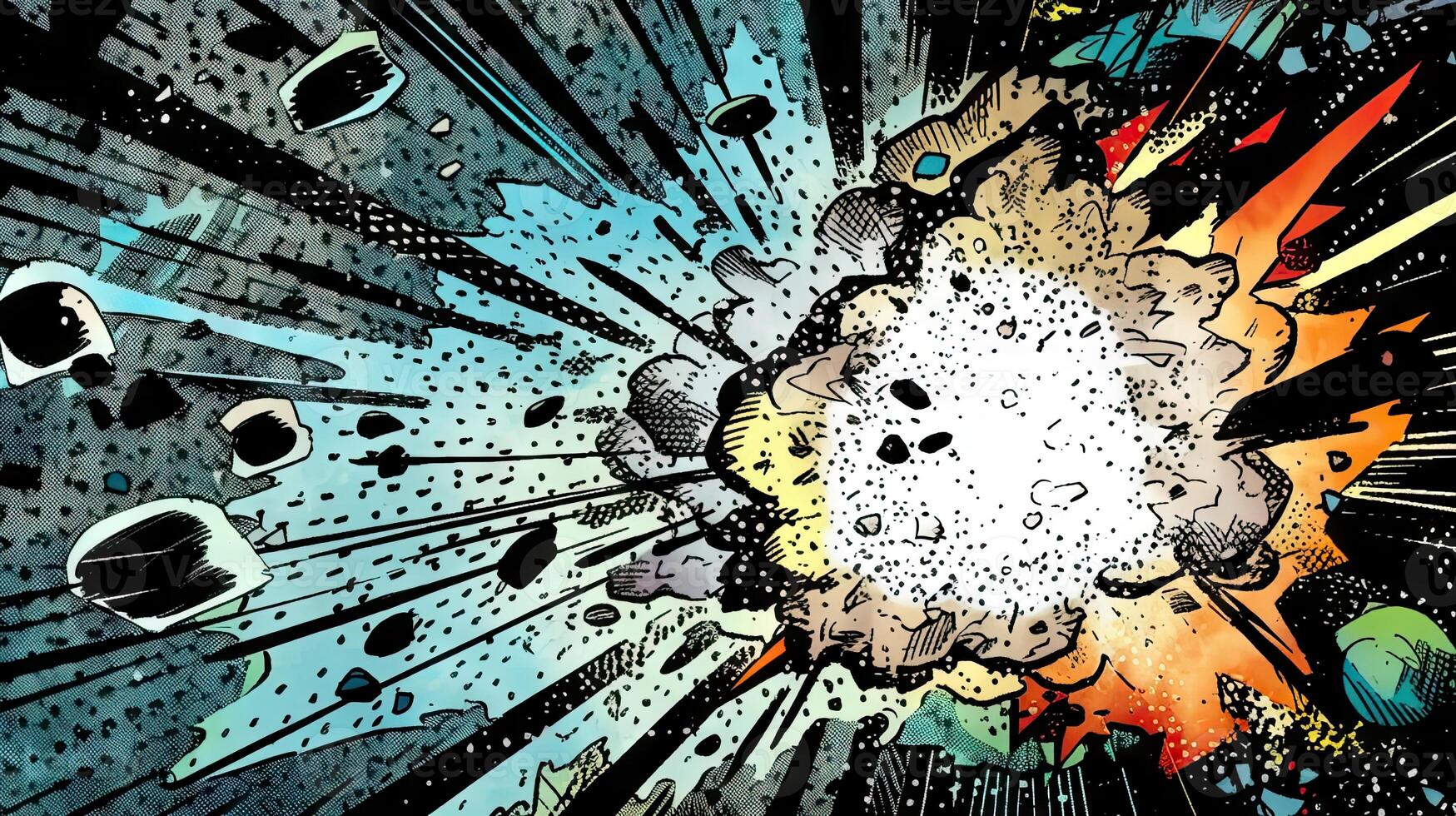 Dynamic Comic Book Layout with Explosive Power Effects photo