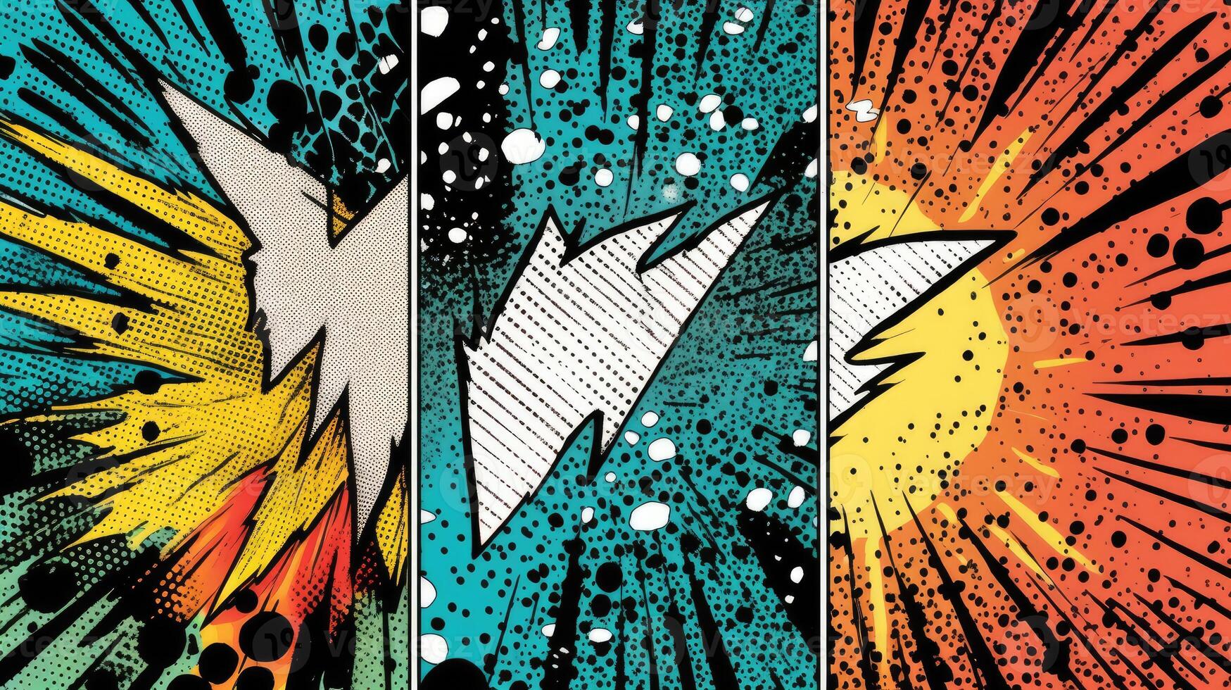 Dynamic Comic Book Layout with Explosive Power Effects photo