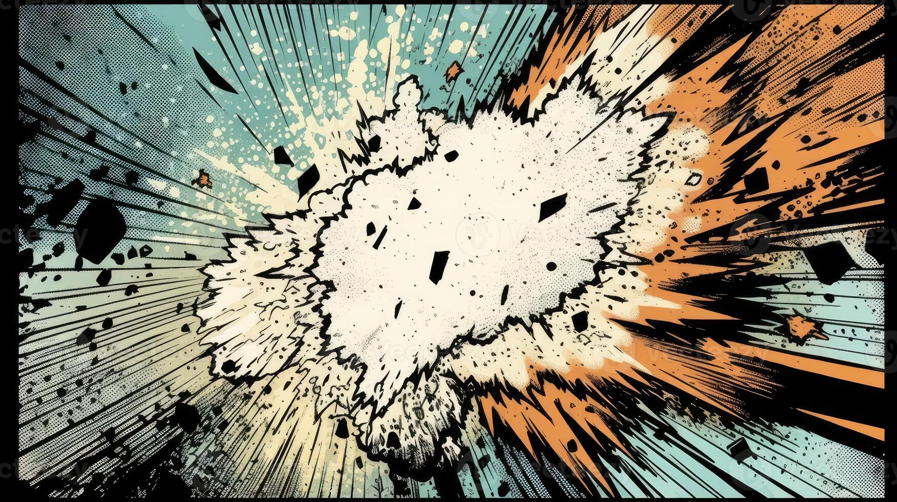 Dynamic Comic Book Layout with Explosive Power Effects photo