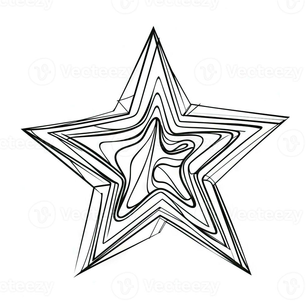 Linear Star Icon on Continuous Line Drawing Background photo