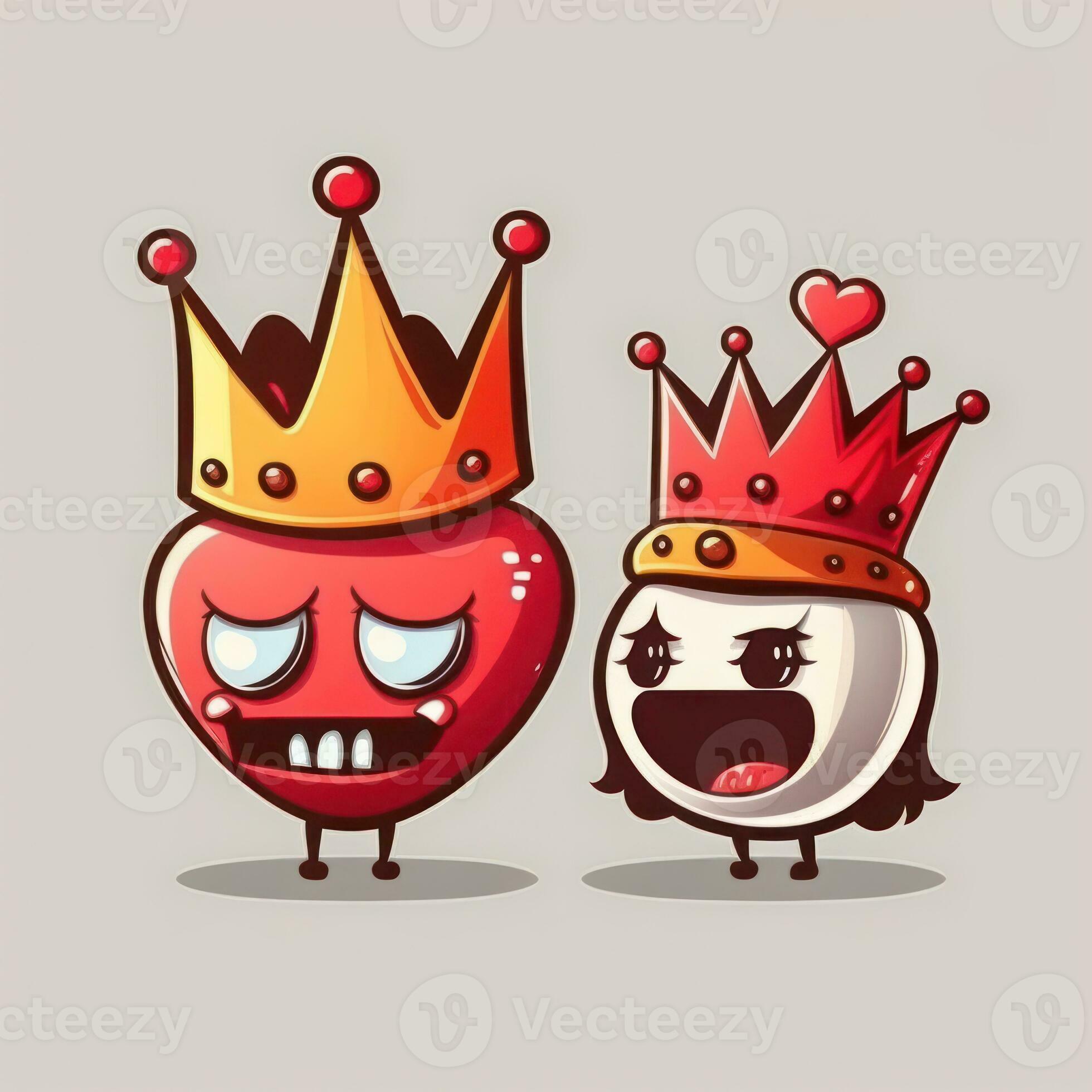 Funny Cartoon Drawing of a Crowned King and Queen for Valentines Day  29975168 Stock Photo at Vecteezy