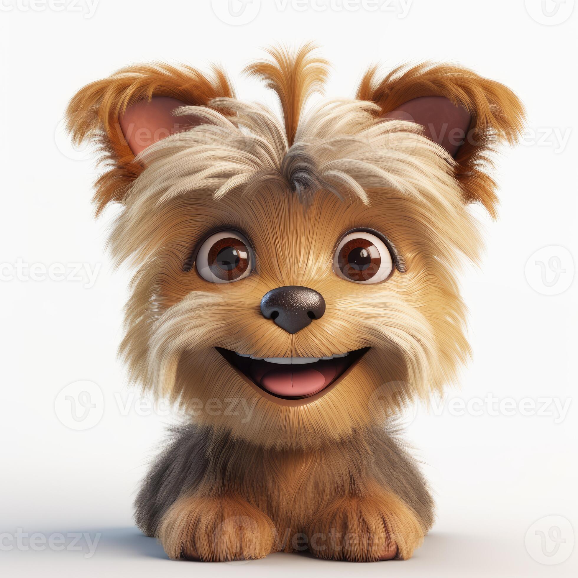 Happy Yorkshire Terrier with Adorable Smile in Pixar Style