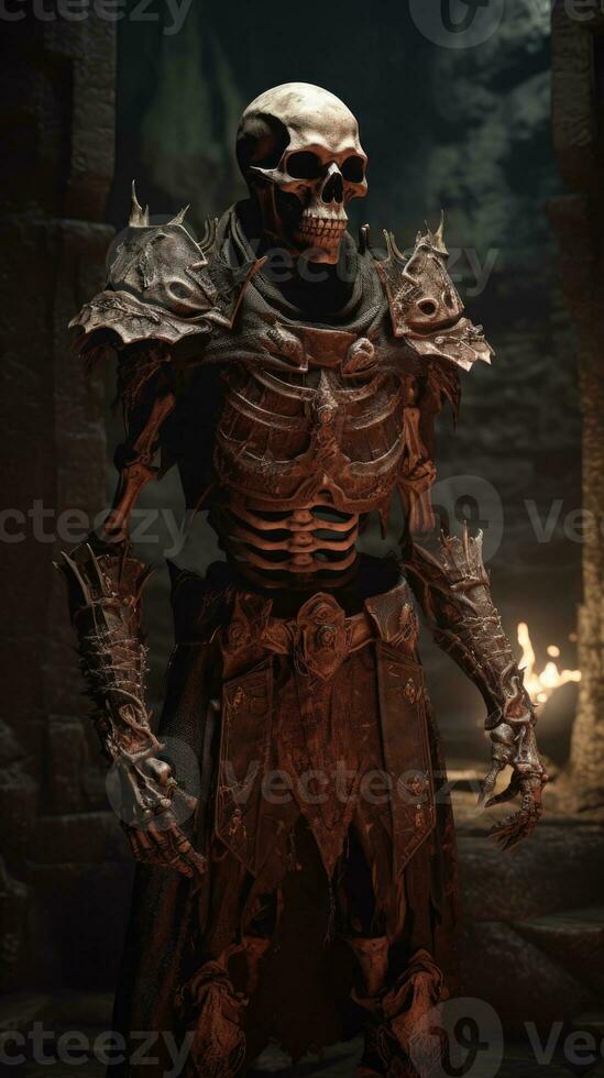 Promoted to Hell Demonic Skeleton Colonel in Worn Leather Armor photo