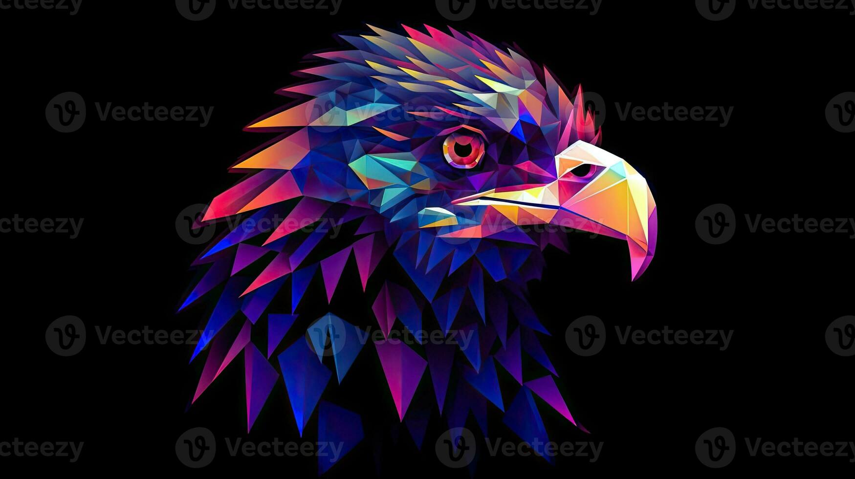 Vibrant NeonStyle Cartoon of a Filipino Eagle in Geometric Polygon Design photo