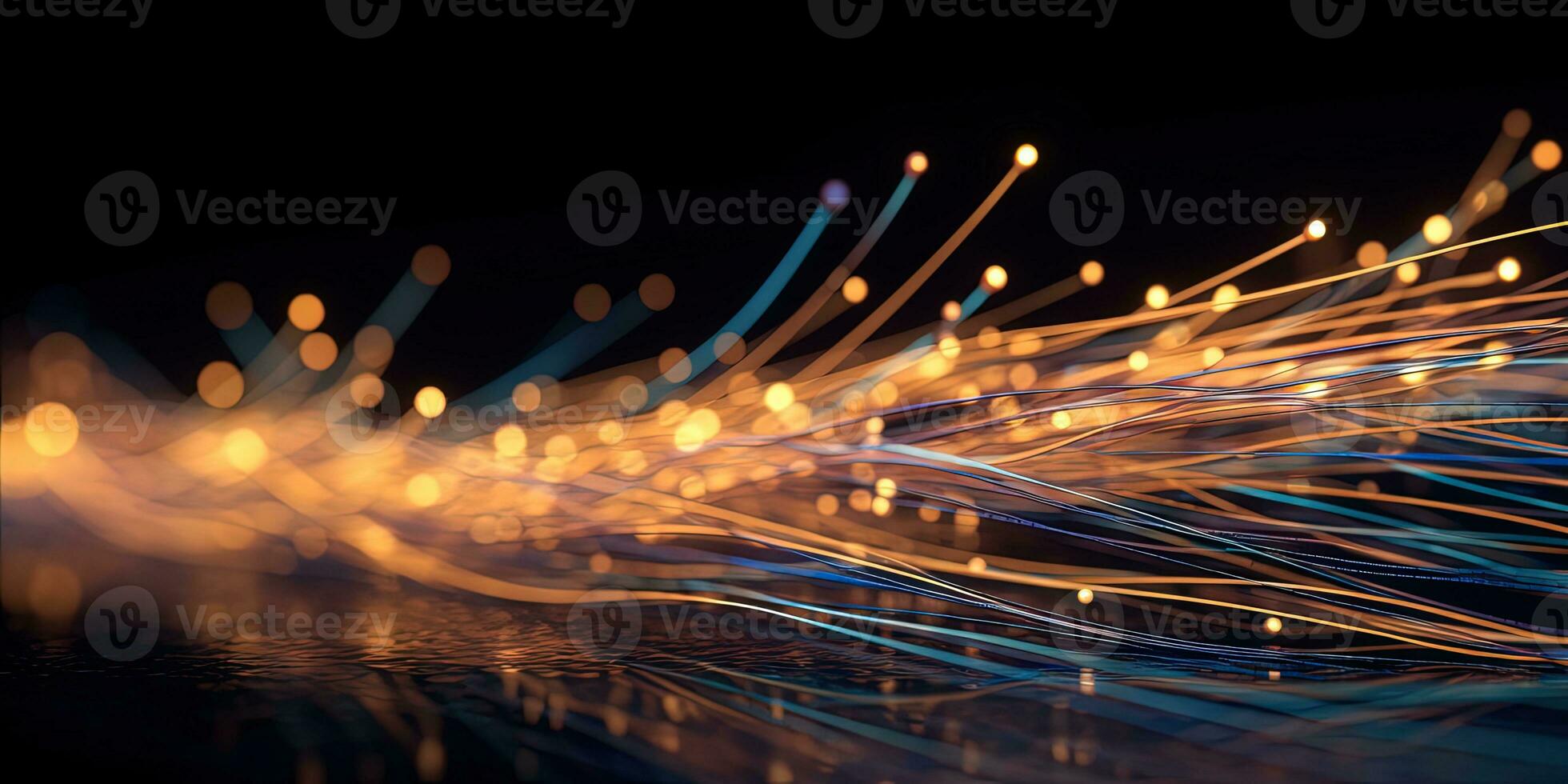 Abstract Fiber Optic Light Lines Background in Light Orange Style photo