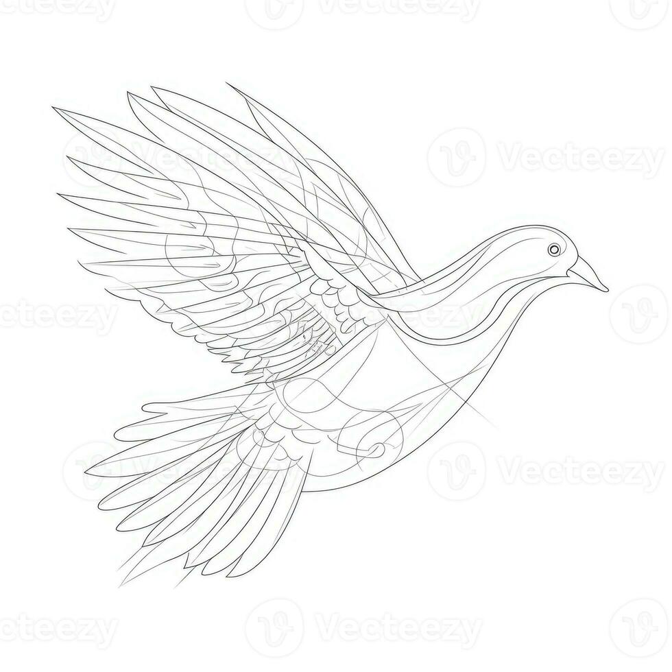 Continuous Line Drawing of a Flying Dove  Symbol of Peace and Freedom photo