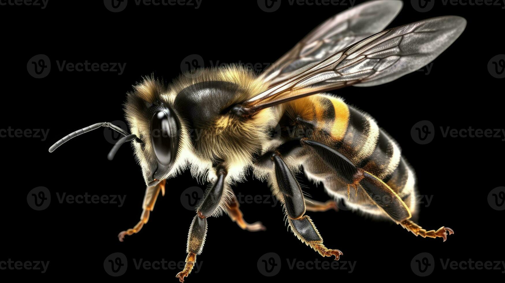 Buzzing Bee in Flight on Transparent Background photo