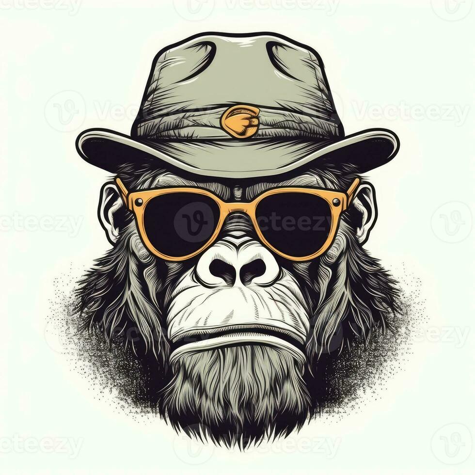 Gorilla Gangster with a Streetwear Outfit and Sunglasses photo