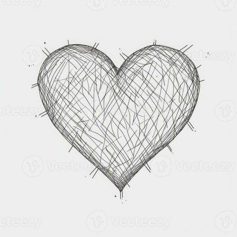 HandDrawn Heart Sketch Icon A Delicate Doodle of Love in Thin Line Style photo