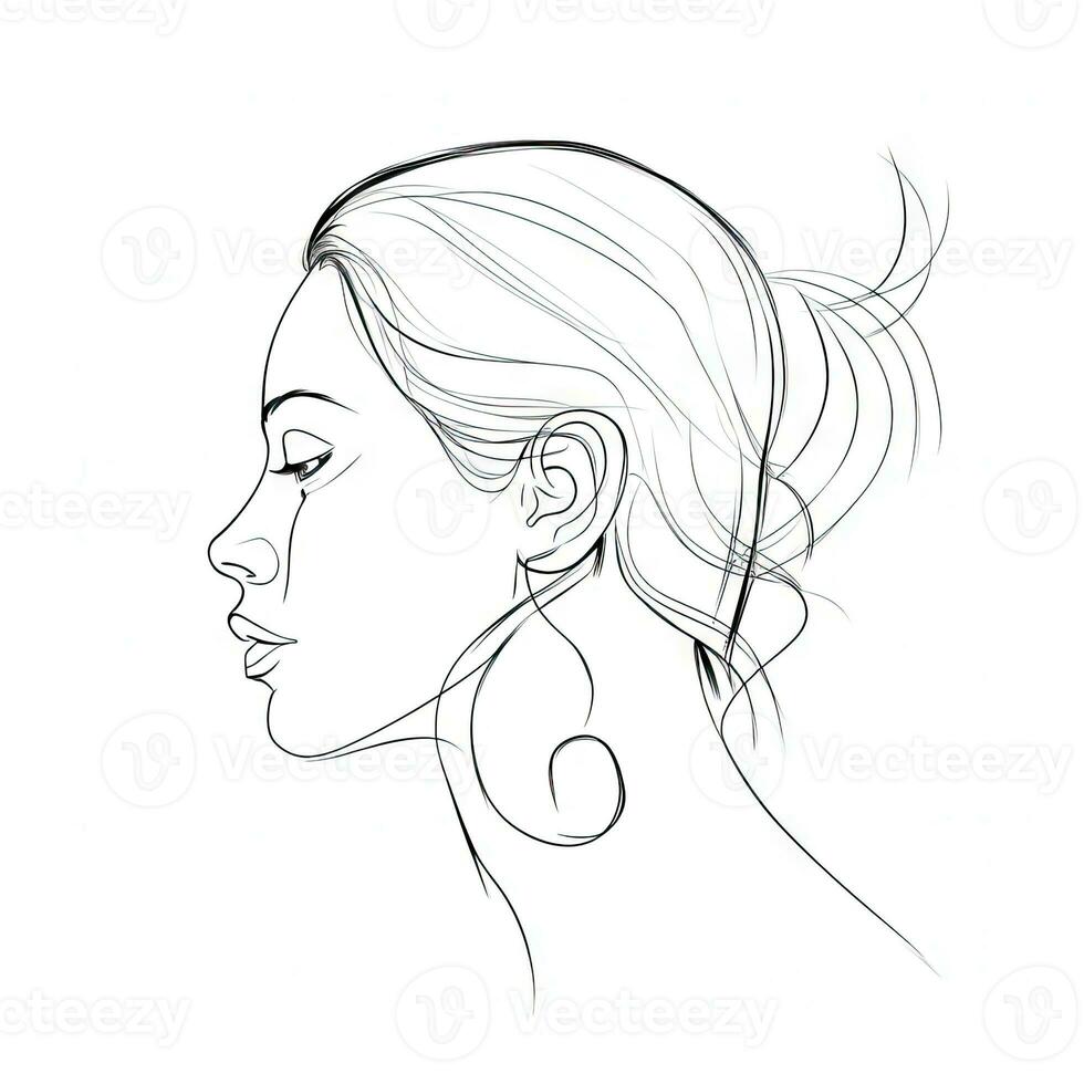Minimalist Continuous Line Drawing of a Human Ear for World Deaf Day Concept photo