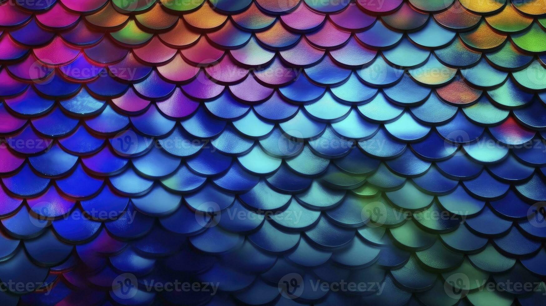 Trendy Holographic Mermaid Scales Background with Neon Lights photo