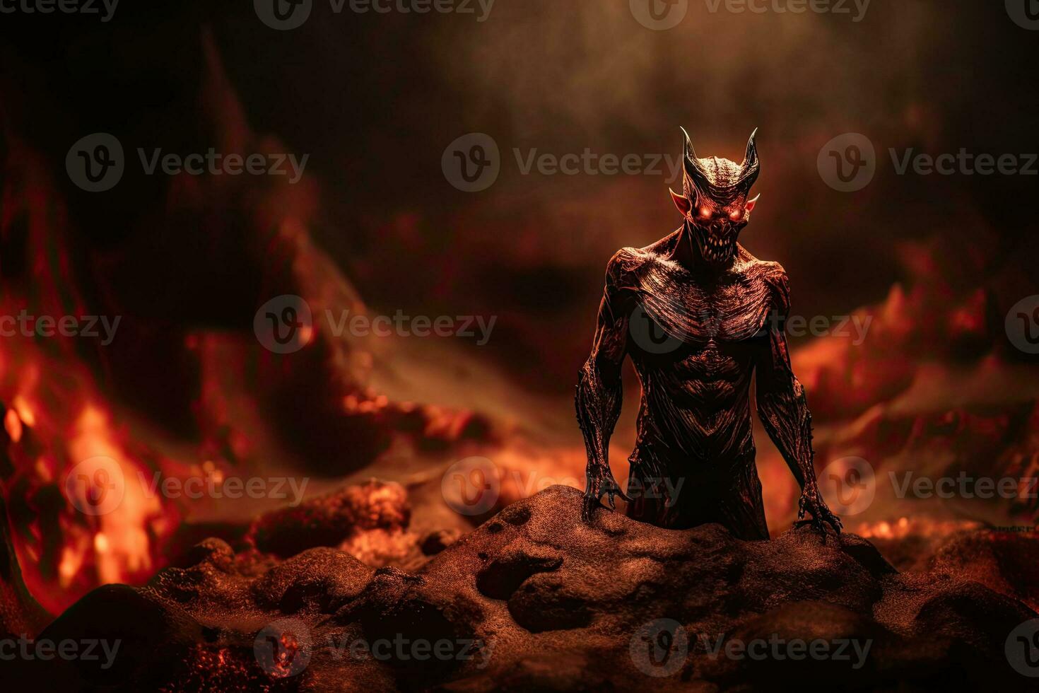 Journey to the Underworld A HyperRealistic Illustration of the Devil in Hell photo