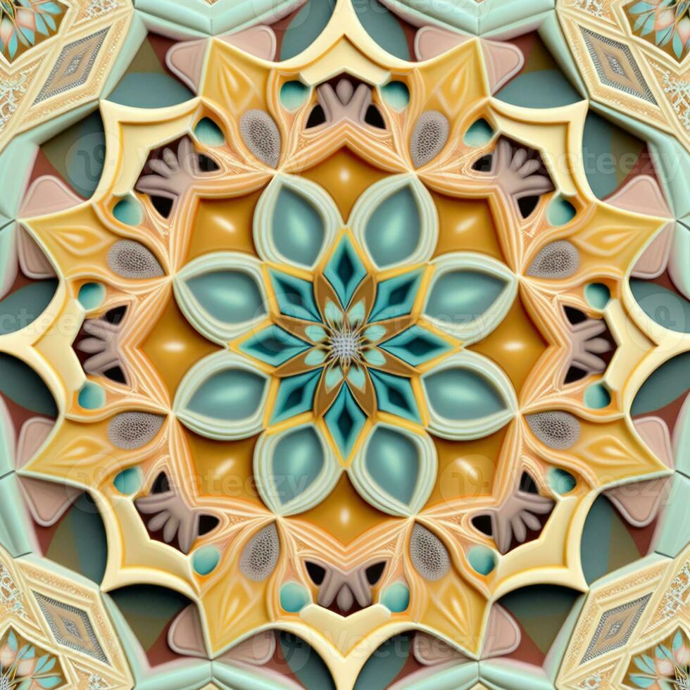 Pastel Geometric Kaleidoscope Pattern photo